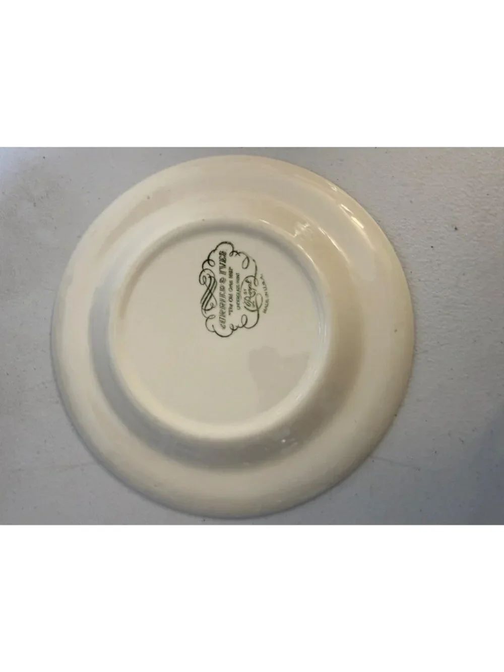 Currier & Ives The Old Grist Mill Blue White Vintage Dinner Plate 10 Inch Made I